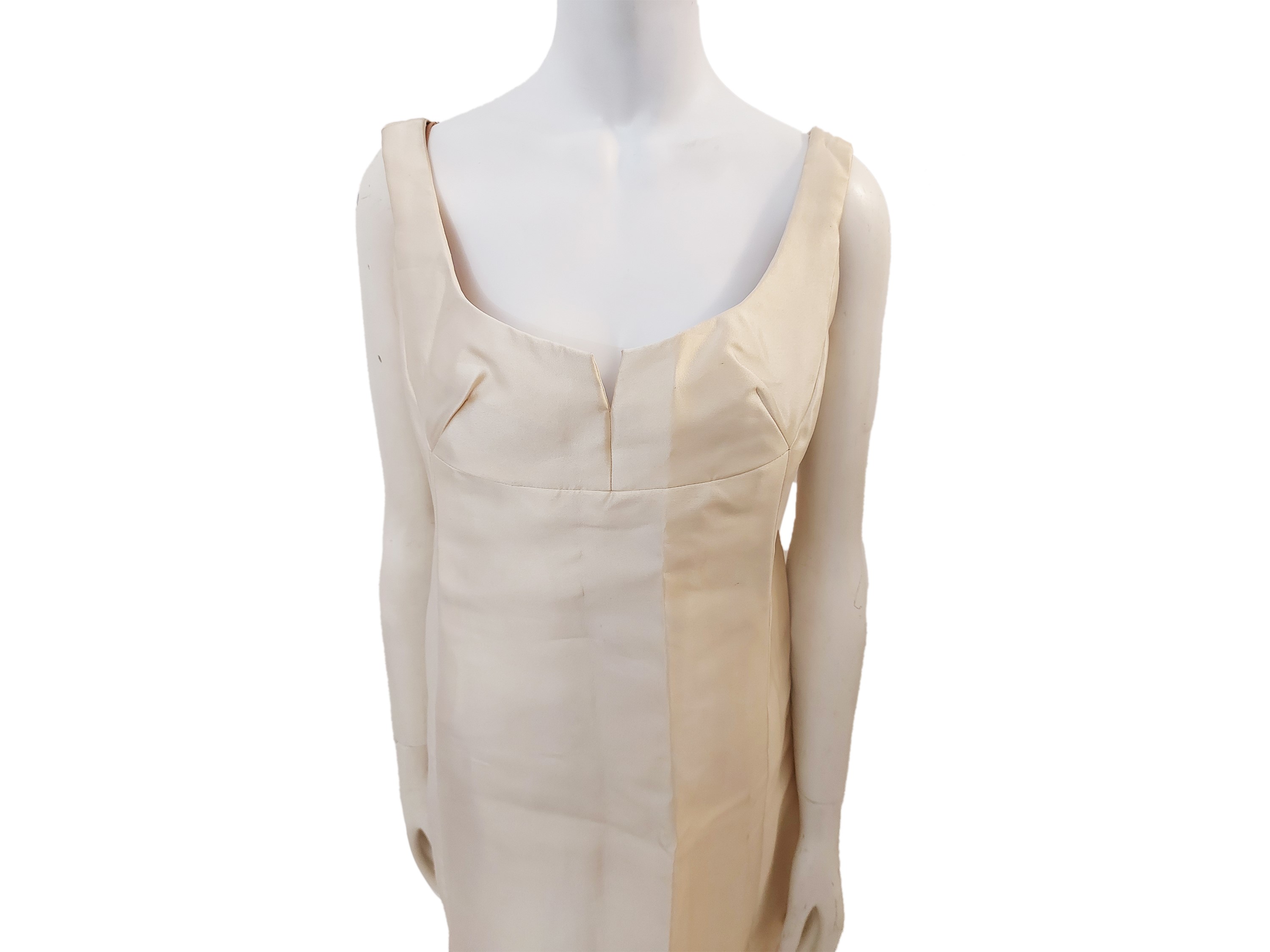 Jean Patou - Abito lungo in tessuto mikado di seta color avorio