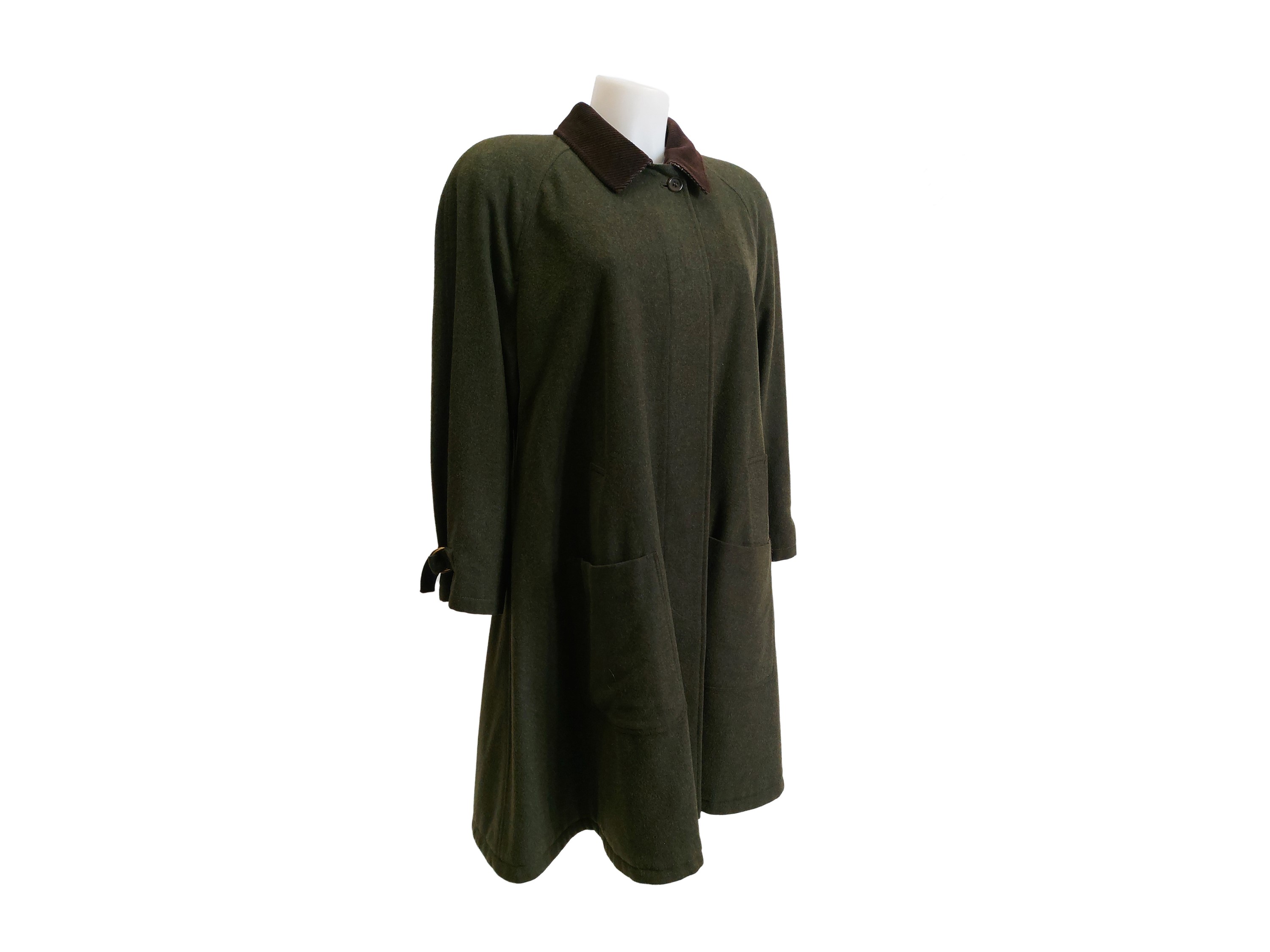 Burberrys, Loden in lana e alpaca verde con dettagli in velluto