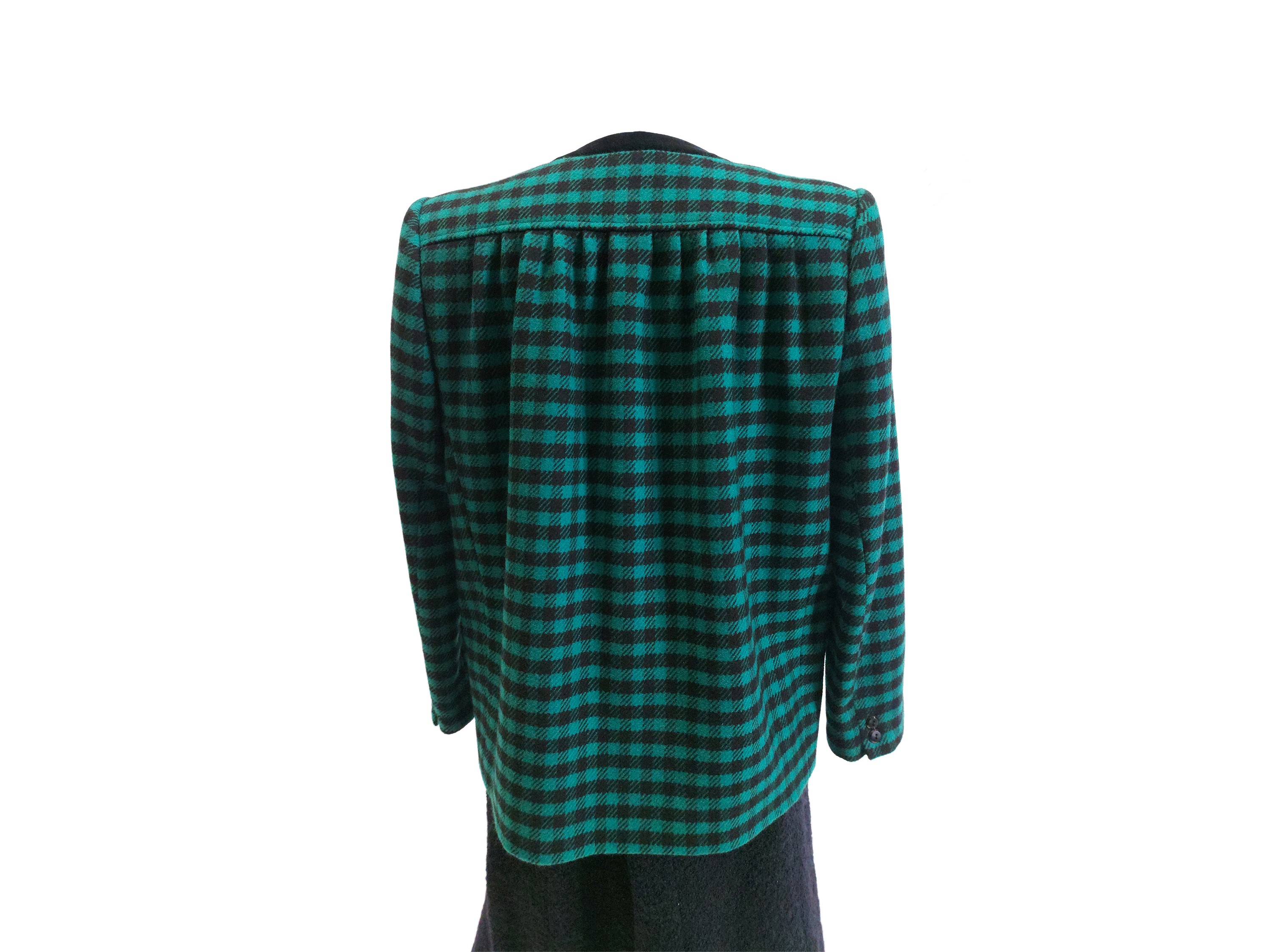 Valentino - Giacca in lana pied de poule verde e nero