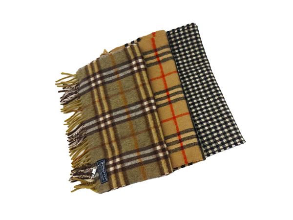 Burberrys - Two tartan cashmere scarves
