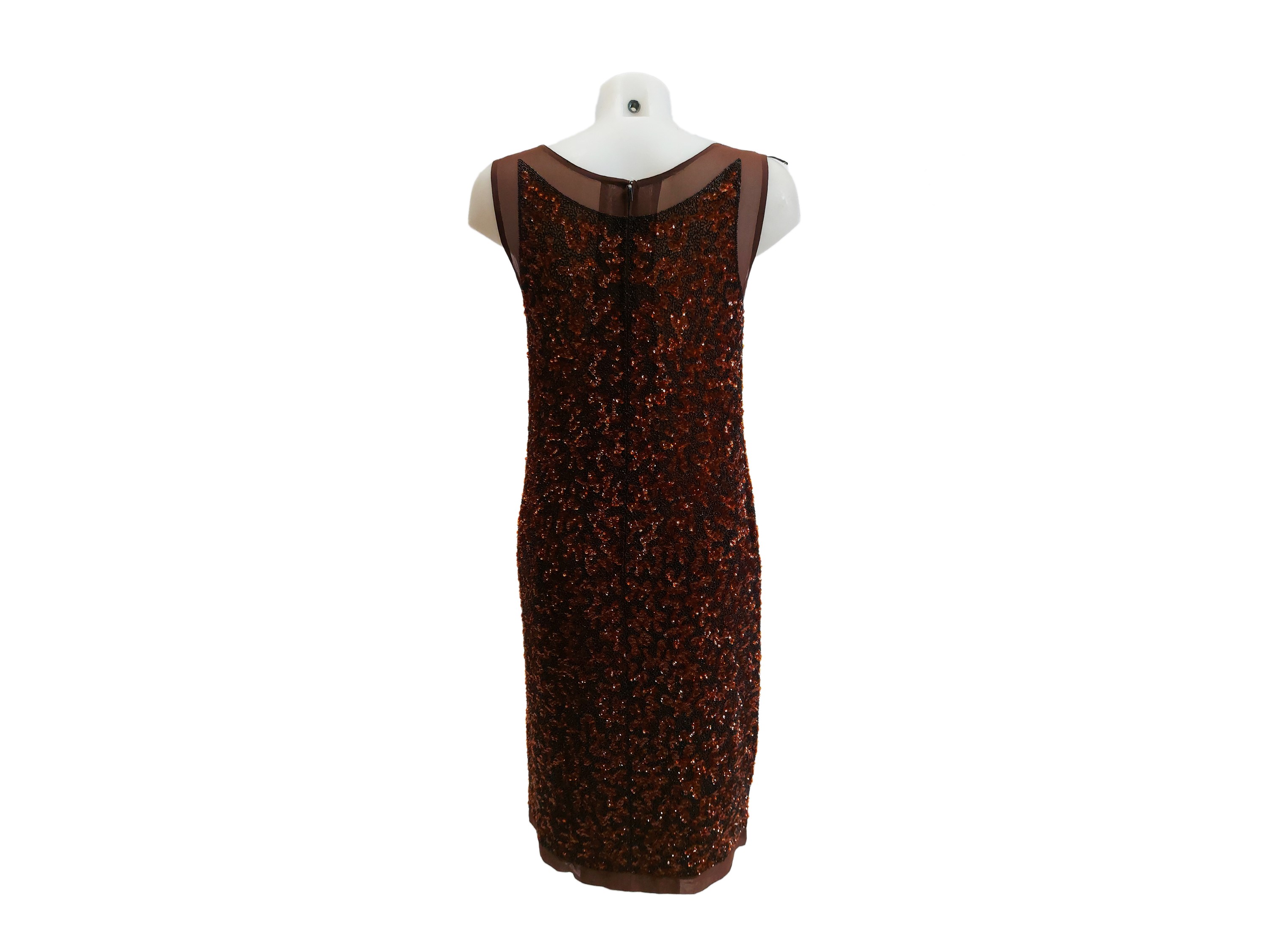 Abito sartoriale da cocktail in paillettes marroni