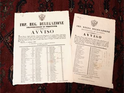 Im. Reg. Delegazione Provinciale di Mantova, Due avvisi datati 27 gennaio 1849 e 1 febbraio 1849