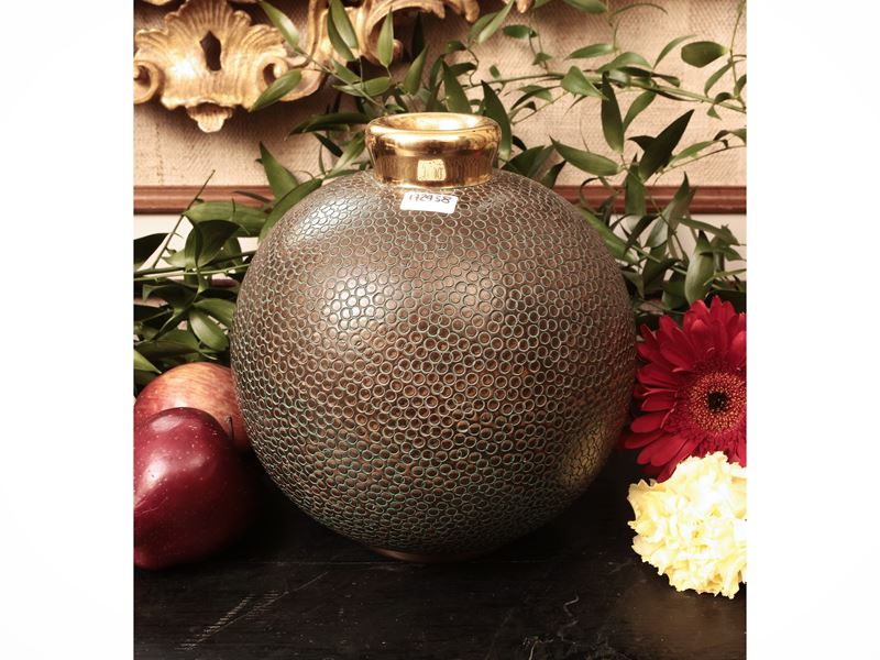 Vaso Globulare in Ceramica Patinata, Batignani Firenze