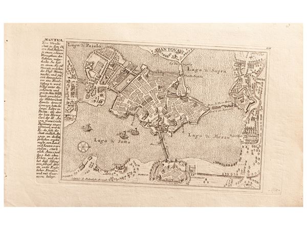 Gabriel Bodenher - Grundriss der Stadt Mantua (Pianta di Mantova e dei dintorni) - Mantova (1720 ca)