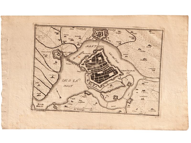 Giovanni Maria Riva - Veduta della Città di Mantova - Mantova - Pianta di Sabioneda (1733 Ca)