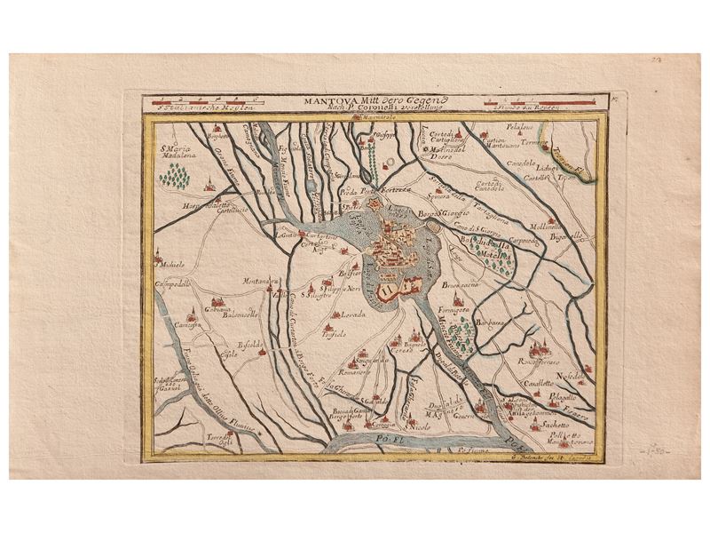 Gabriel Bodenher - Mantova Mitt Dero Gegend. Nach. P. Coronelli Vorstellung (1720 Ca)