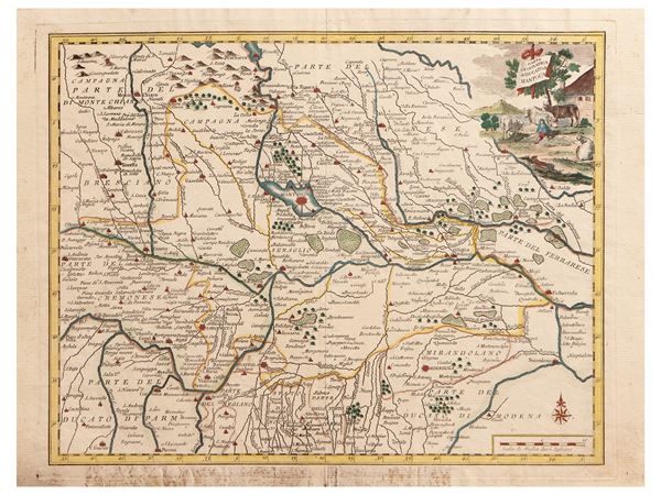 Giovanni Battista Albrizzi - Carta geografica del Ducato di Mantova (1750 ca)