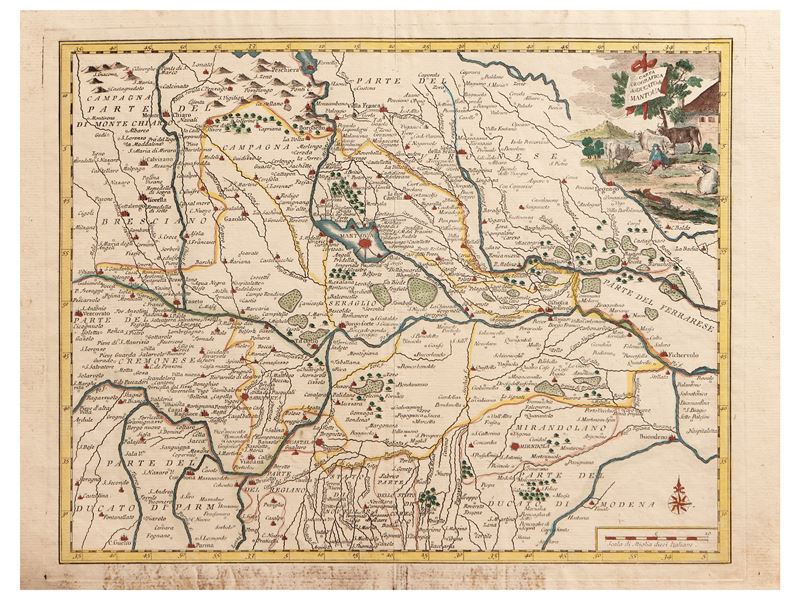 Giovanni Battista Albrizzi - Carta Geografica del Ducato di Mantova (1750 Ca)