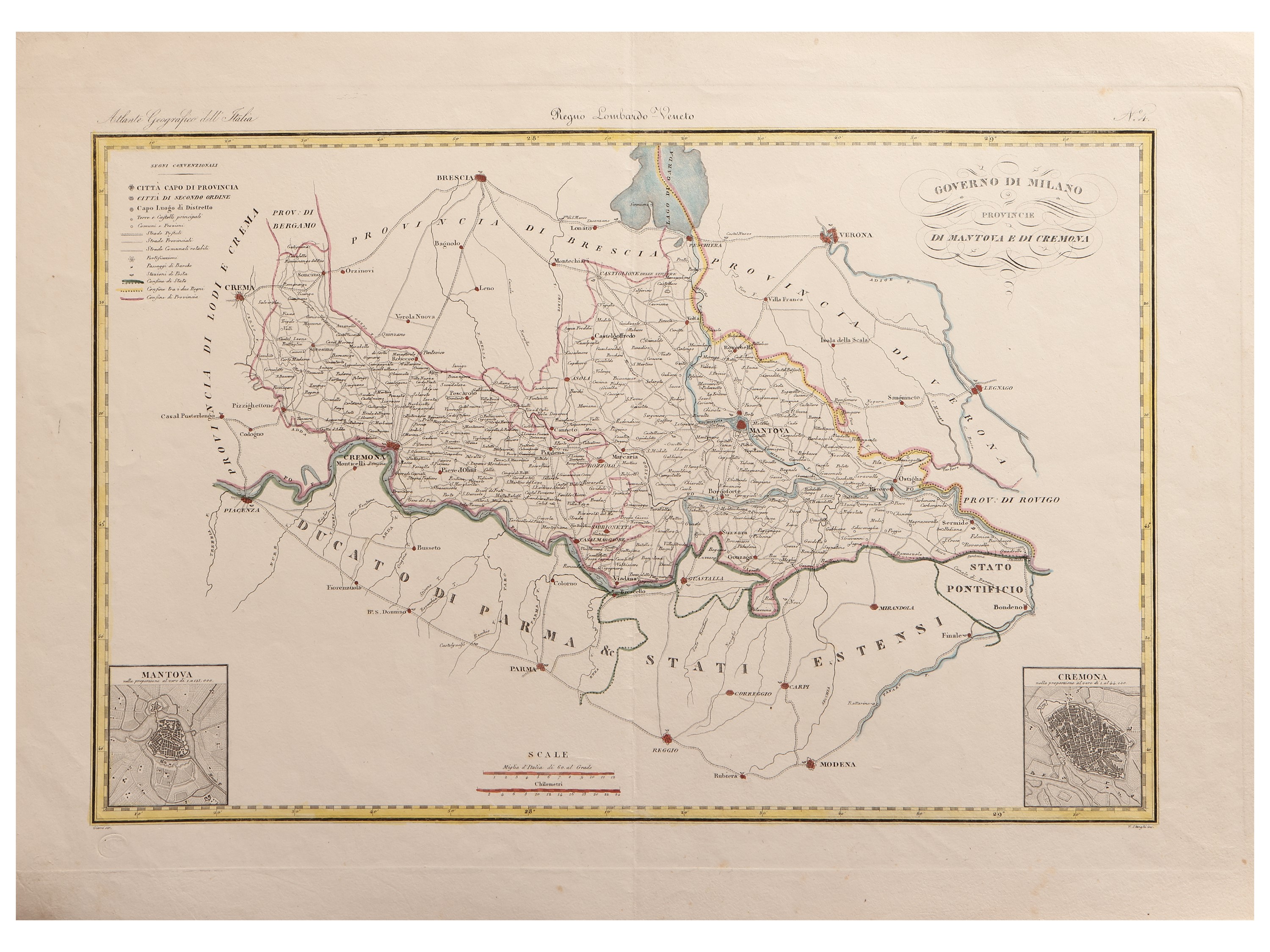 Tre Incisioni da Atlante Geografico degli Stati Italiani di Attilio Zuccagni Orlandini