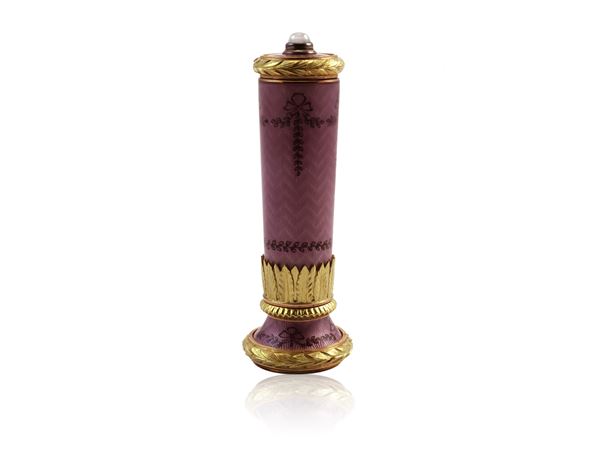 Seal in gold and silver with moon stone and polychrome glazes