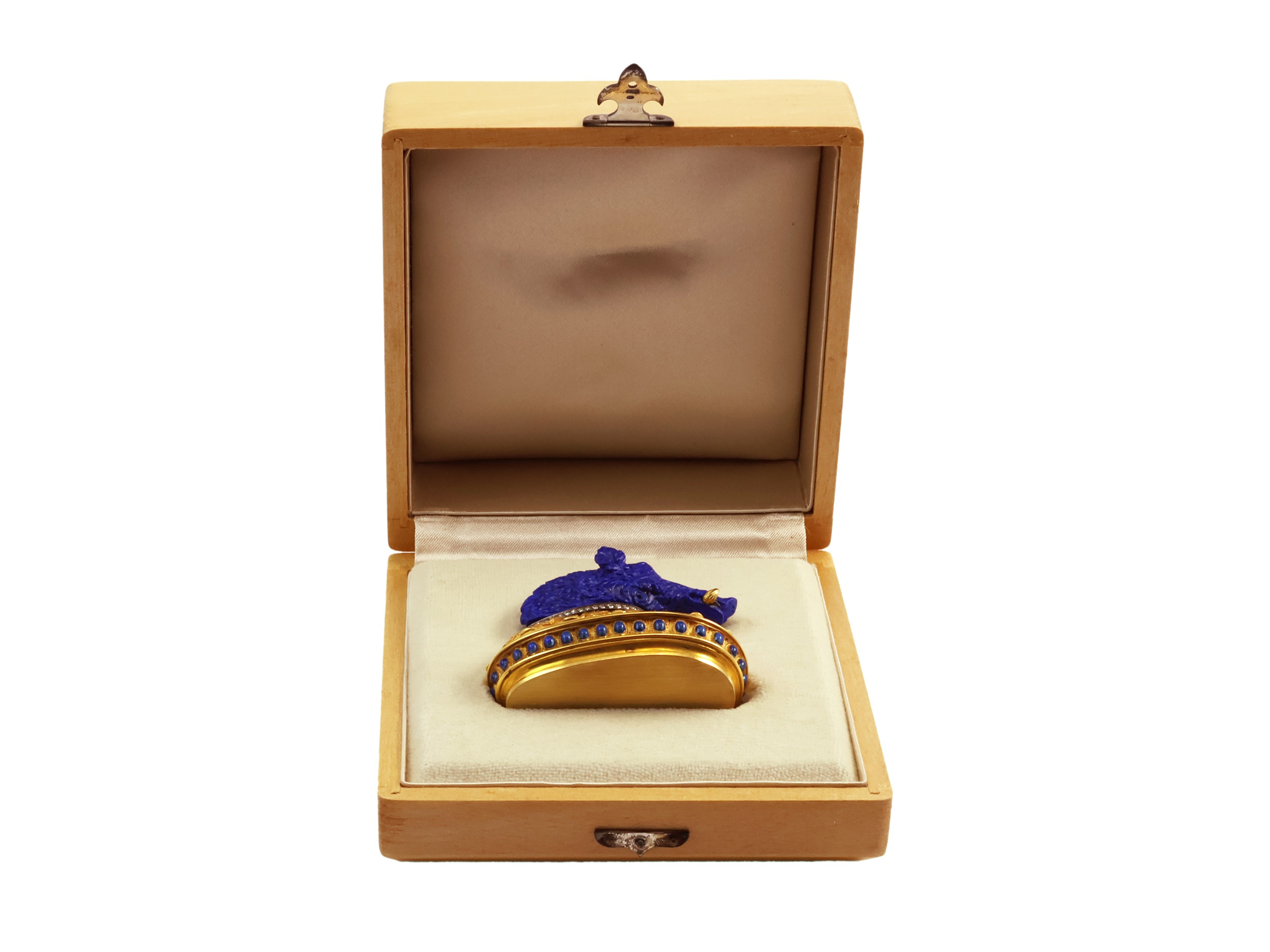 Sigillo da scrivania in oro con diamanti e lapislazzuli