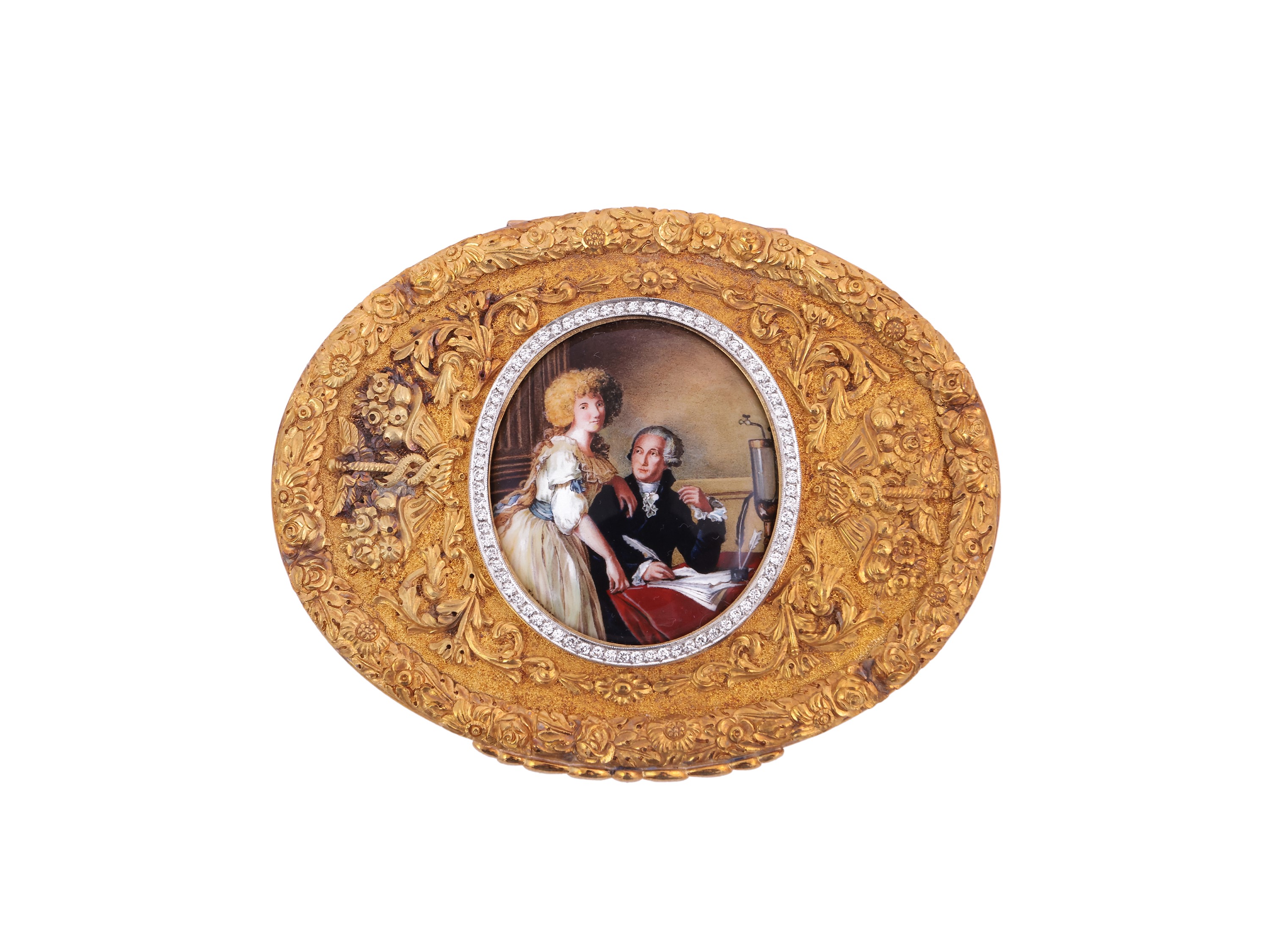 Tabacchiera in oro con miniatura