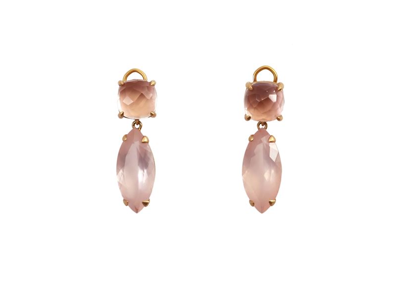 Orecchini Firmati Alasia in Oro Rosa Satinato con Gemme