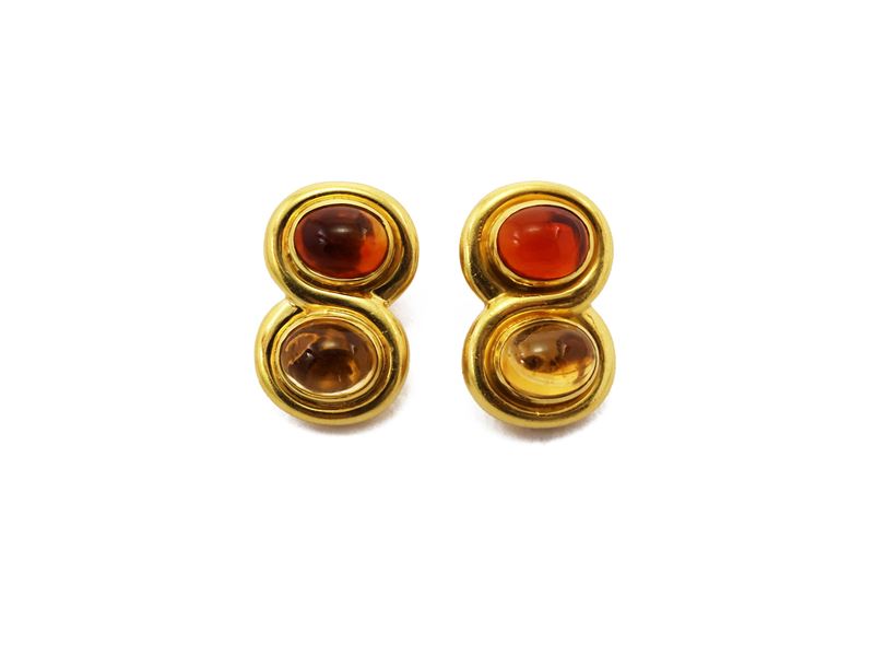 Orecchini Bulgari in Oro Giallo con Quarzi