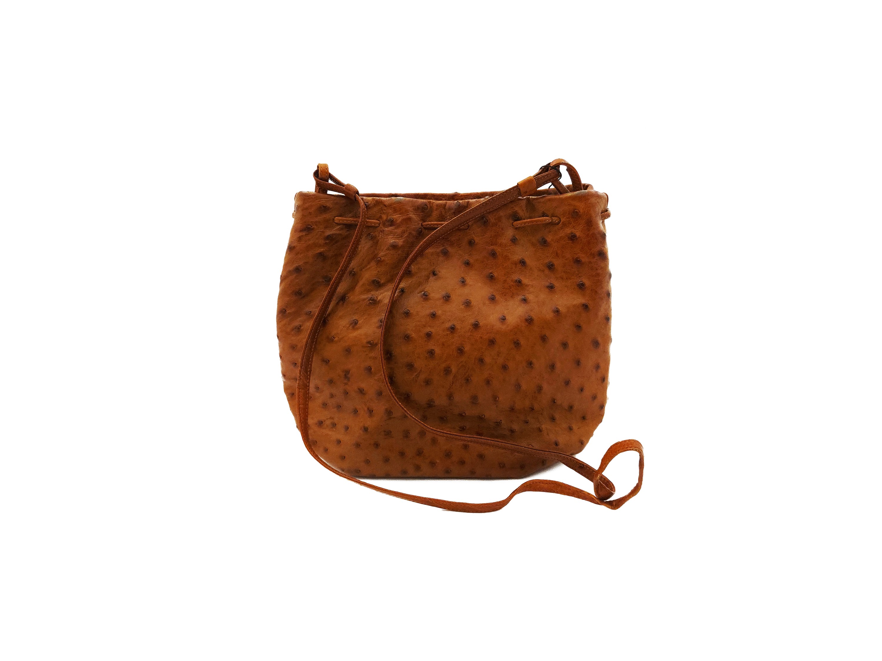 Borsa a Tracolla in Pelle di Struzzo Color Miele