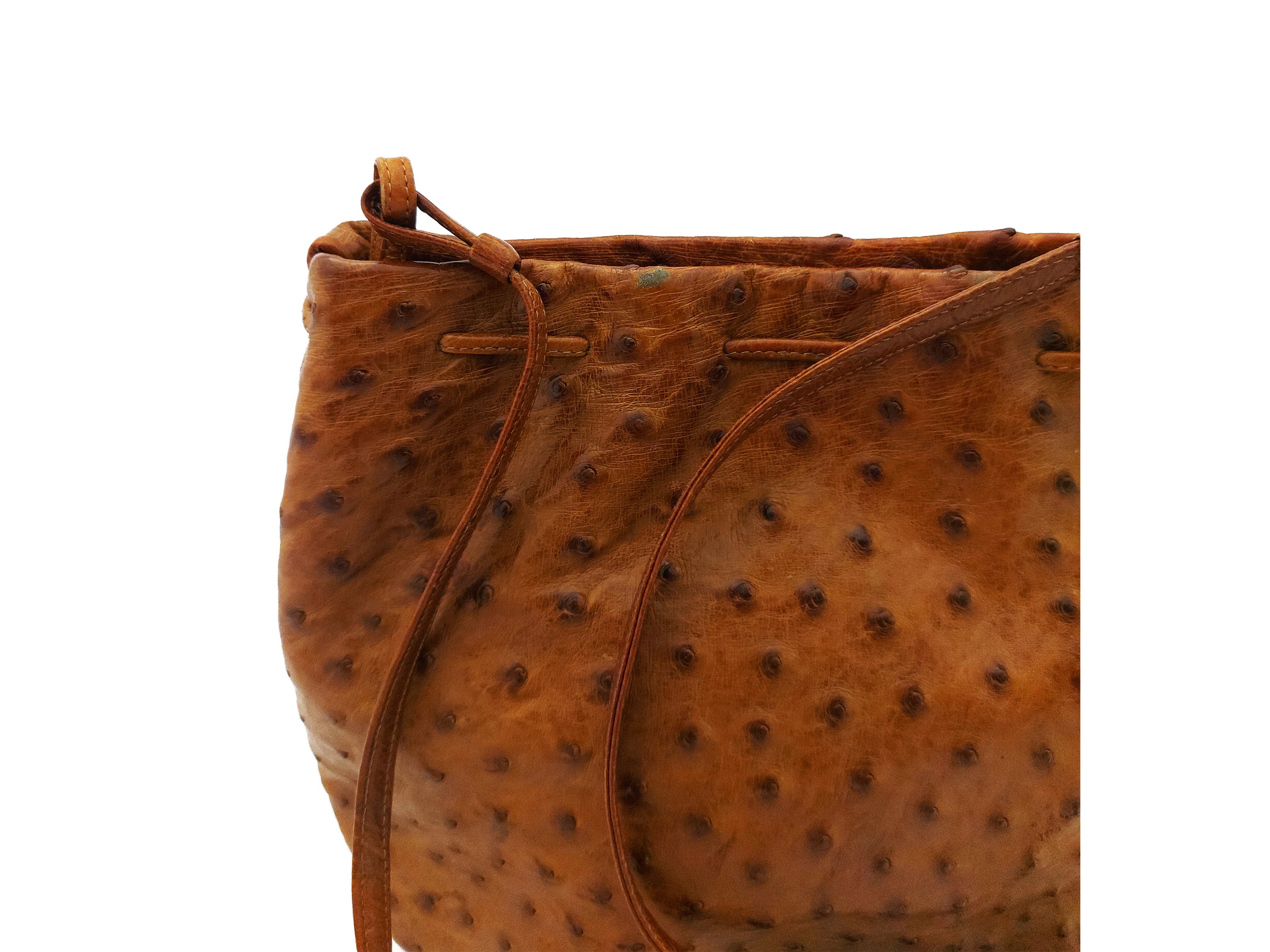 Borsa a Tracolla in Pelle di Struzzo Color Miele