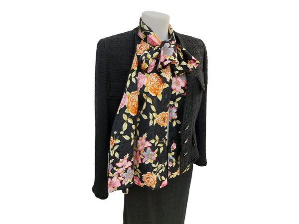 Completo sartoriale in misto cotone bouclè nero