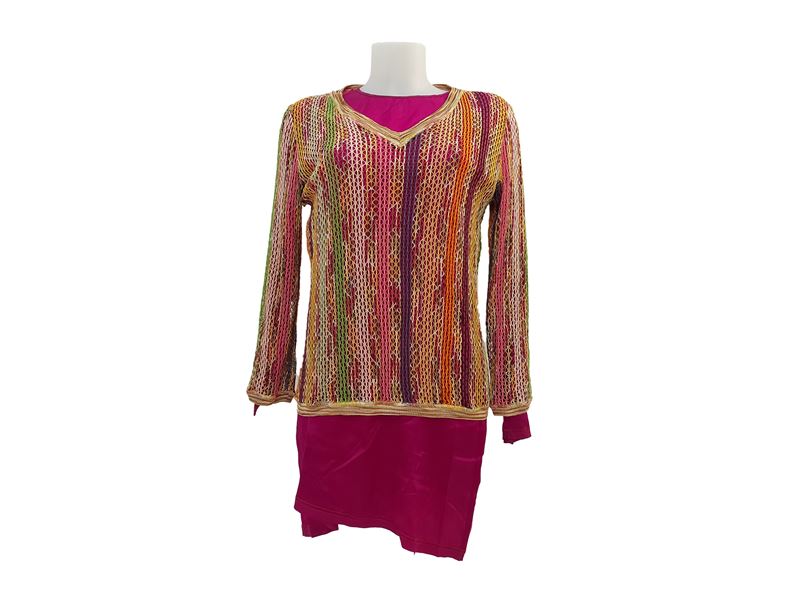 Missoni - Maglia a Rete Fantasia e Blusa in Raso Fucsia