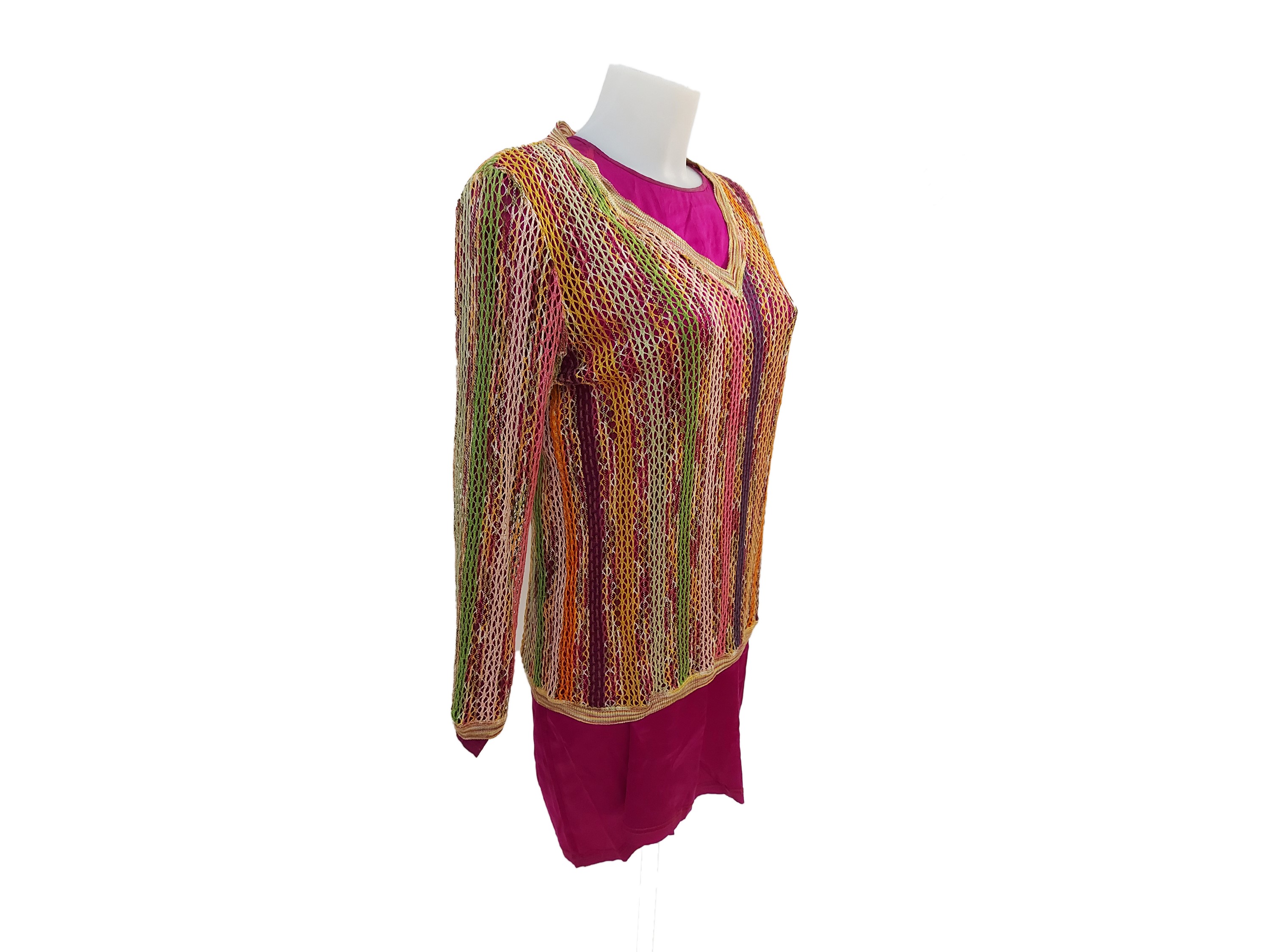 Missoni - Maglia a Rete Fantasia e Blusa in Raso Fucsia