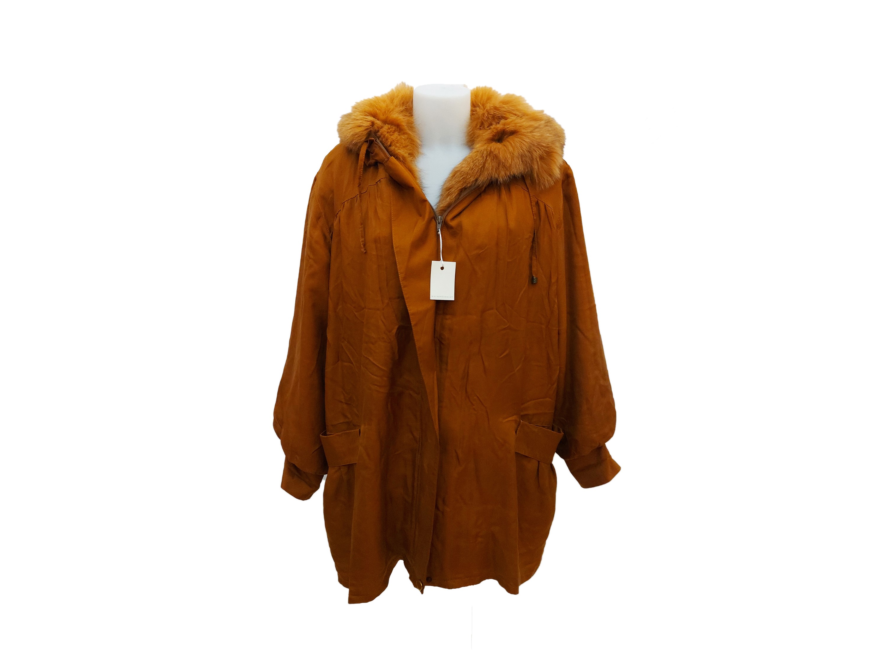 Parka in Seta Color Ruggine con Interno in Lapin Removibile