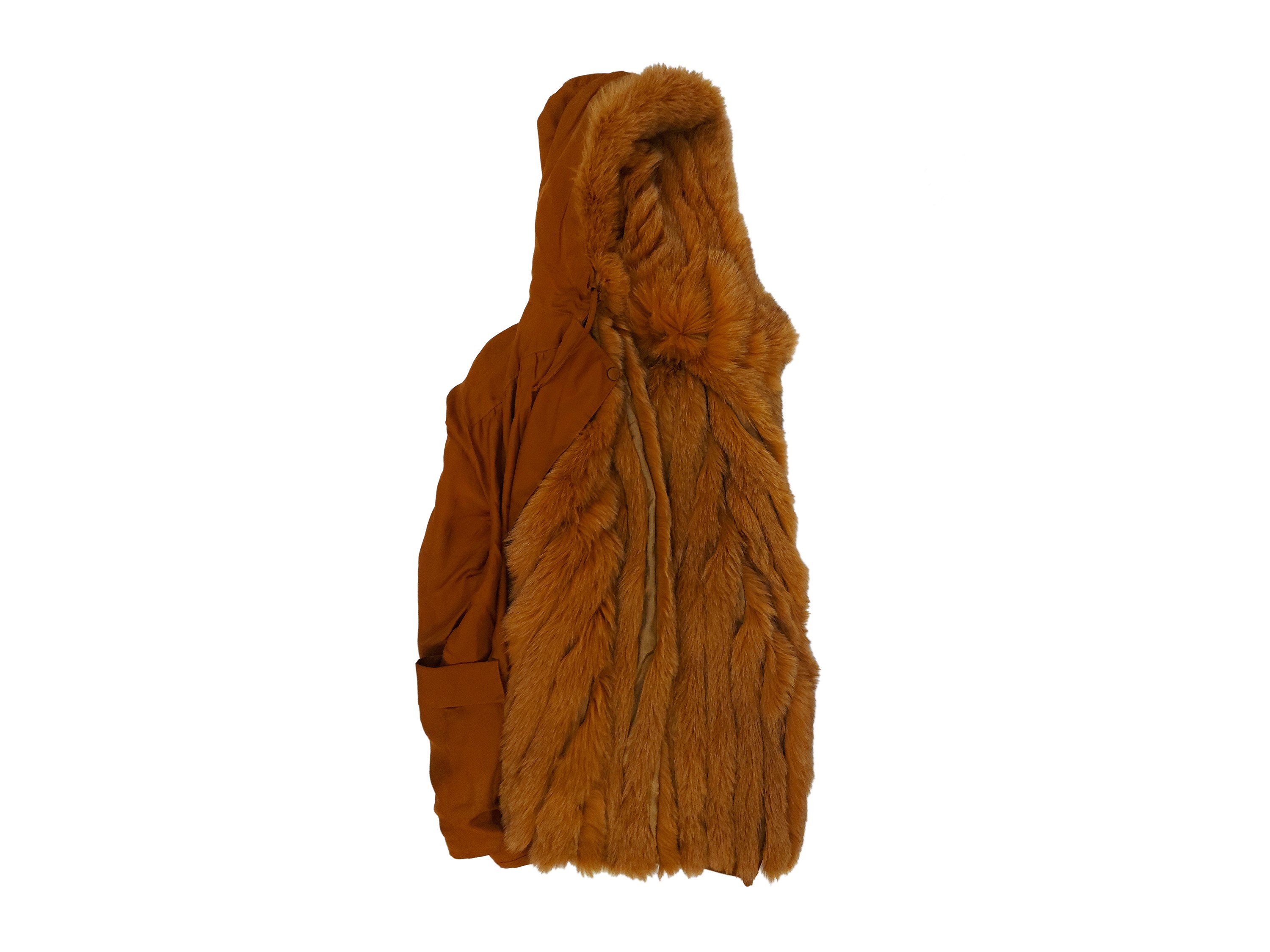 Parka in Seta Color Ruggine con Interno in Lapin Removibile