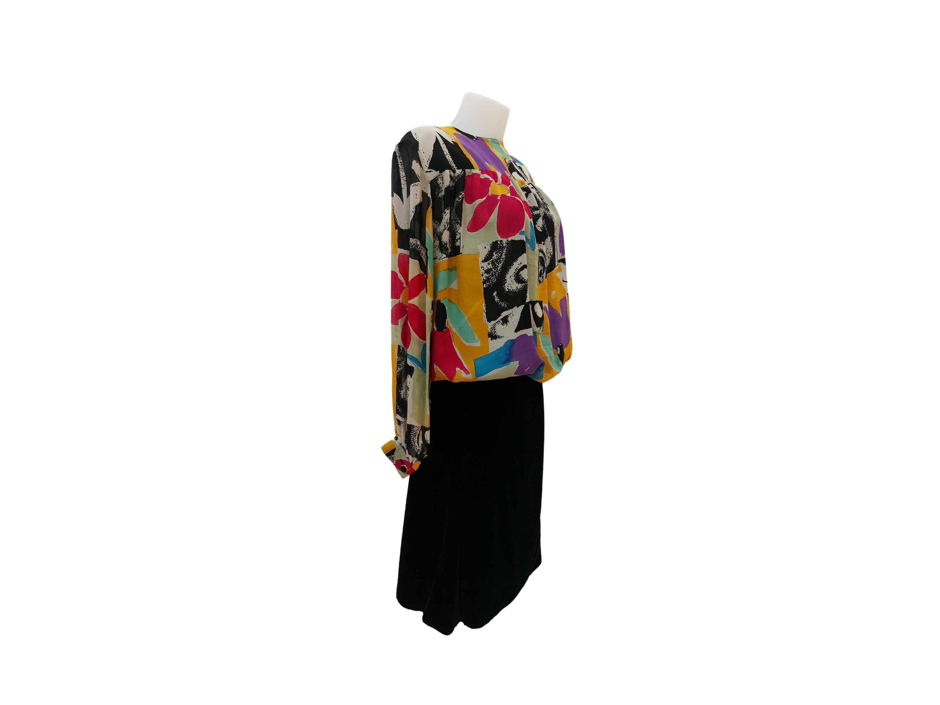 Camicia in Seta Fantasia e Gonna in Velluto Nero