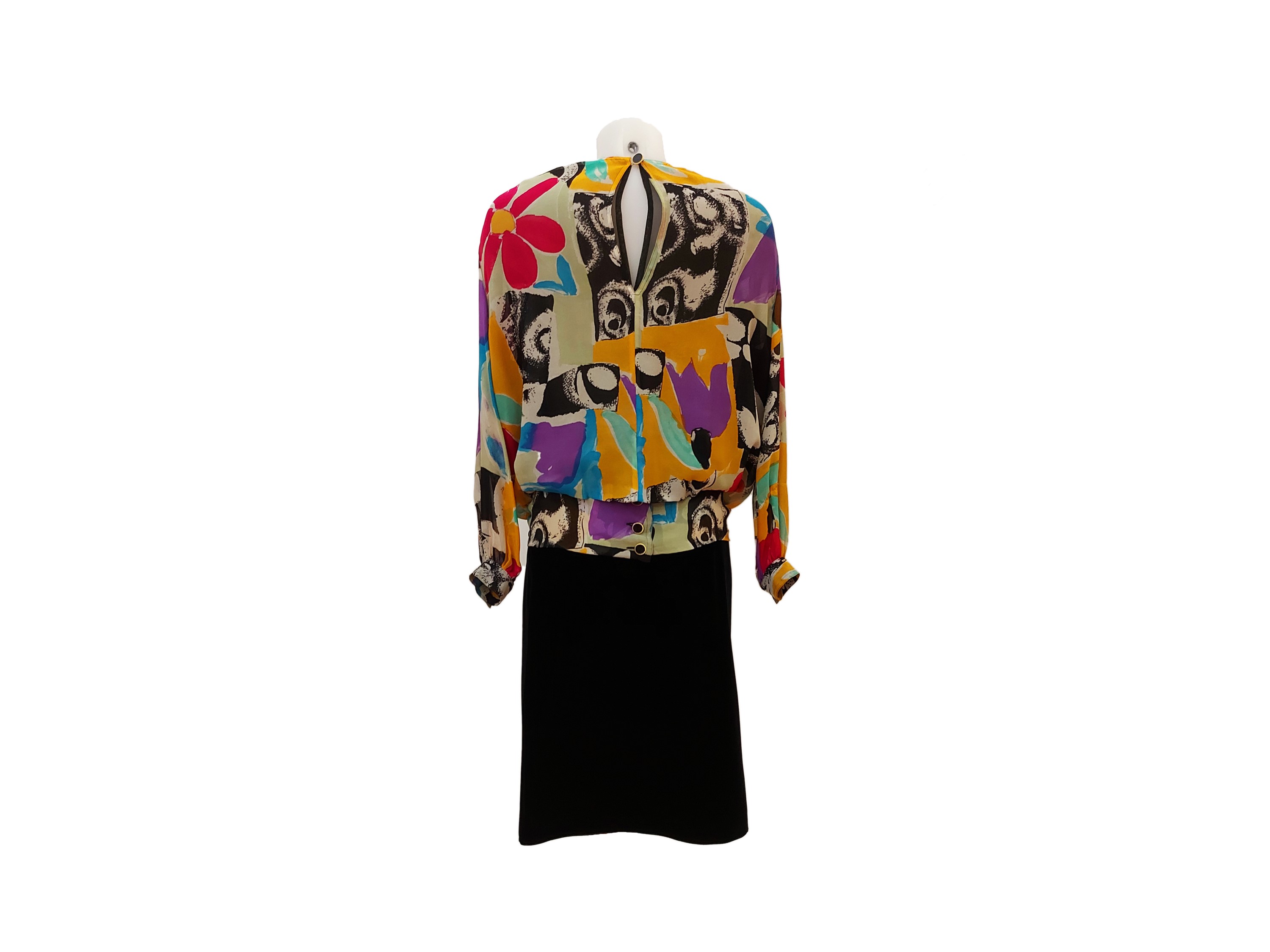 Camicia in Seta Fantasia e Gonna in Velluto Nero