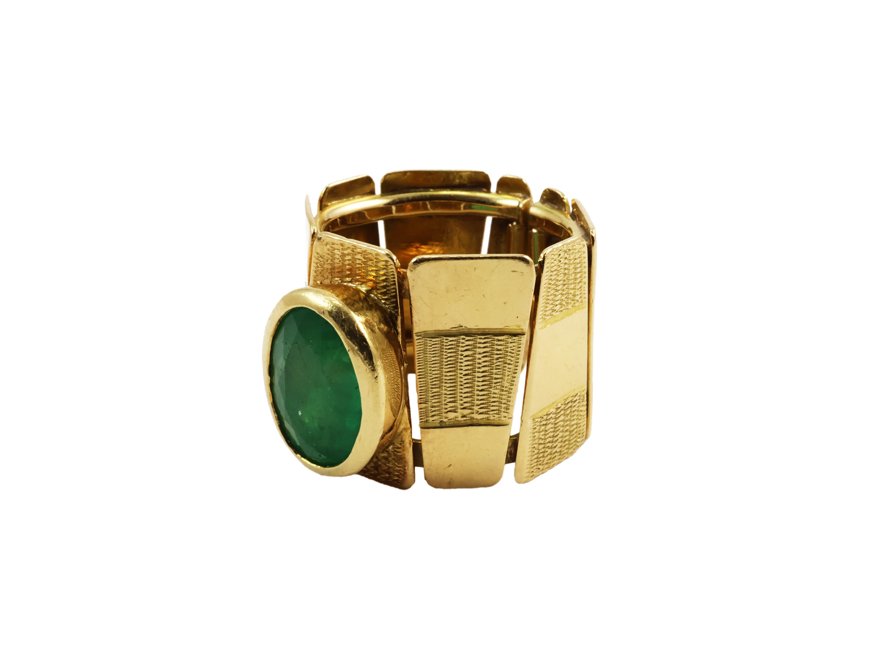 Anello a Fascia Enzo Pazzagli in Oro Giallo con Smeraldo