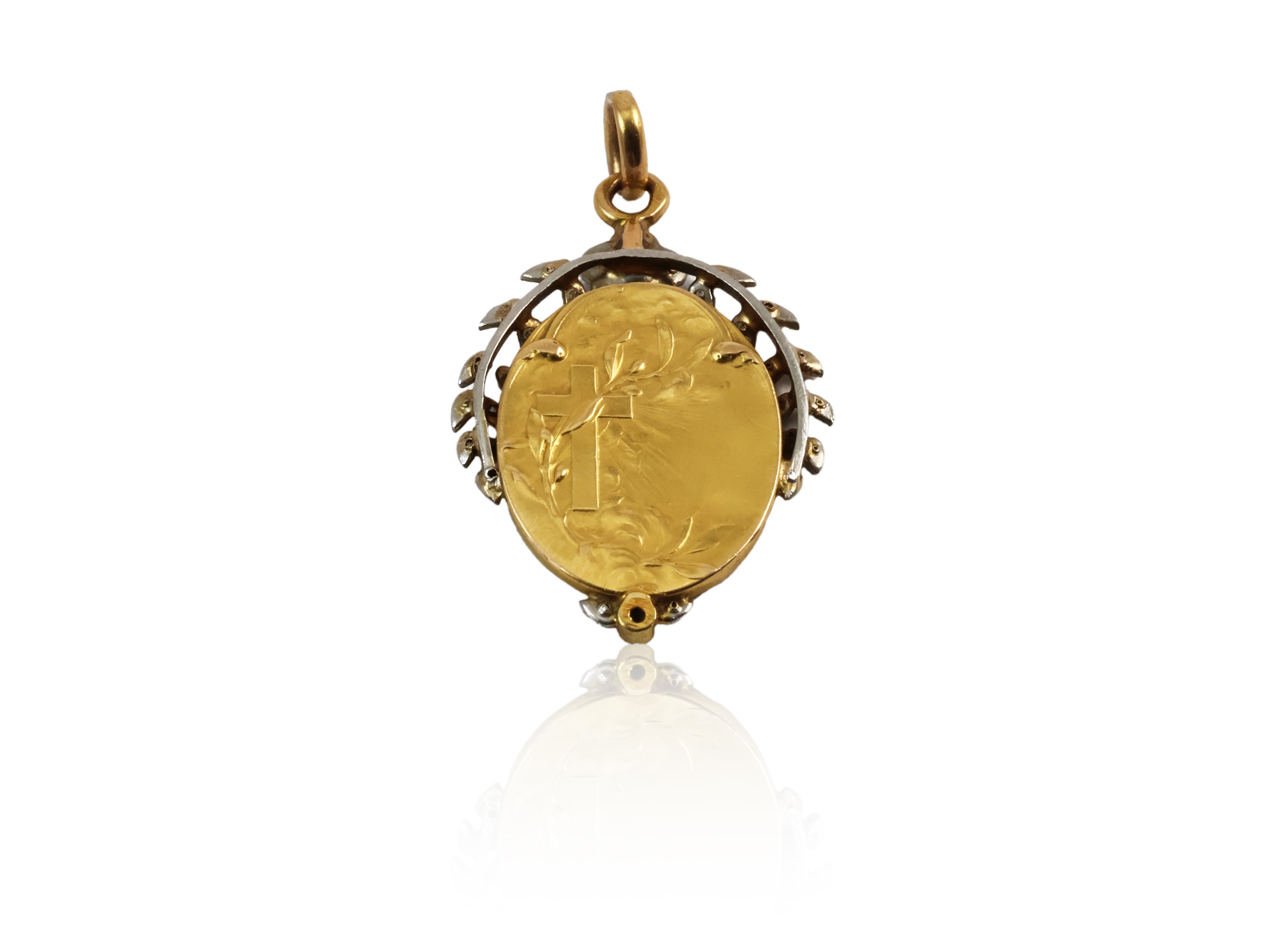 Pendente Votivo in Oro Giallo e Argento con Diamanti e Rubini