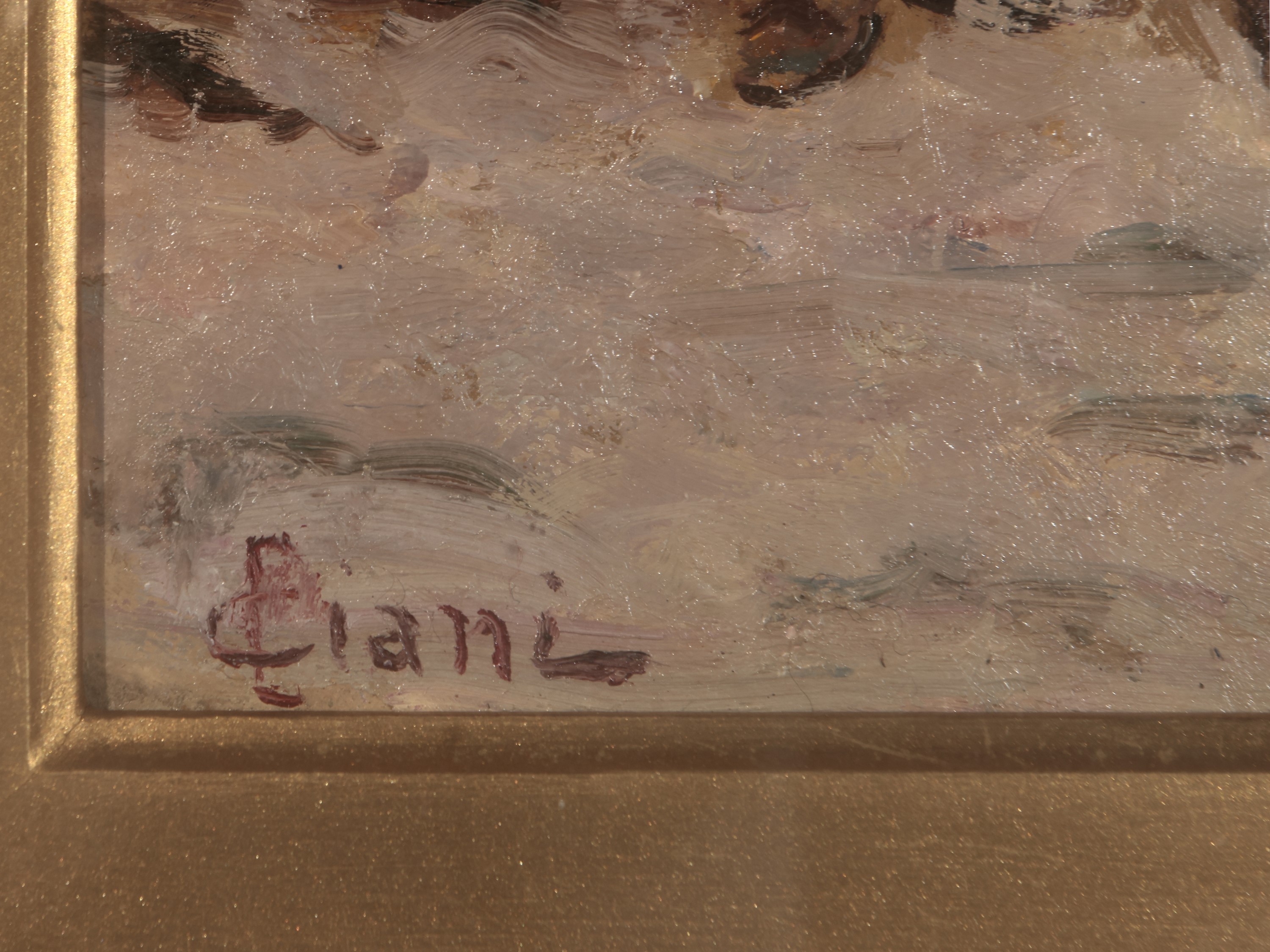 Scorcio di paese con figura