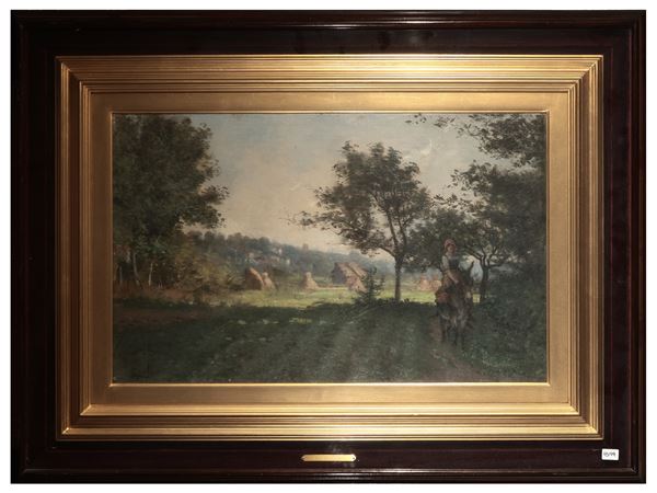 Luigi Gioli - Paesaggio campestre con figura