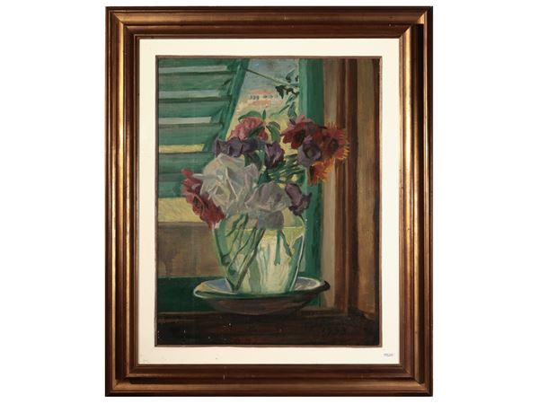 Giulio Ghelarducci - Vaso di fiori in interno 1933