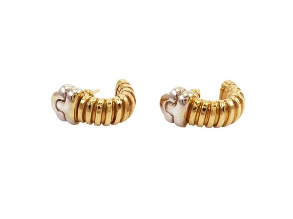 Yellow gold and white tubogas style earrings