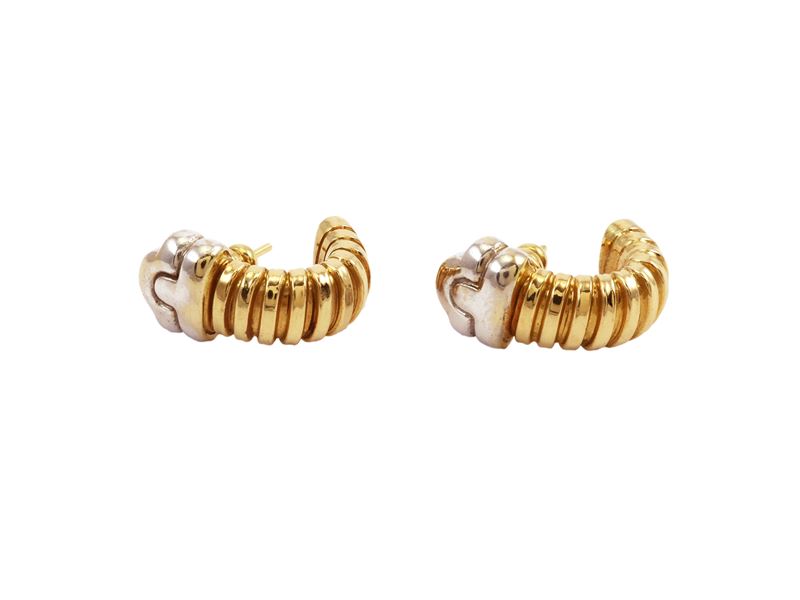 Orecchini in Oro Giallo e Bianco Stile Tubogas