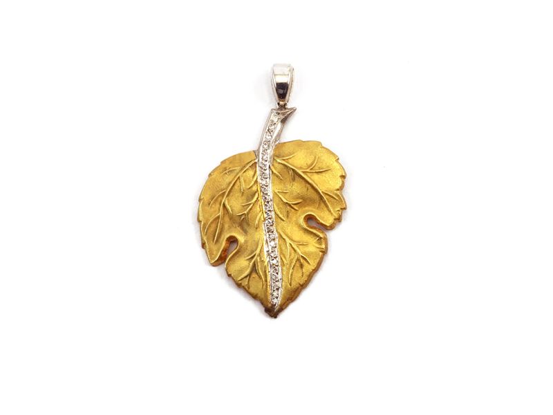 Pendente in Oro Giallo e Bianco con Diamanti