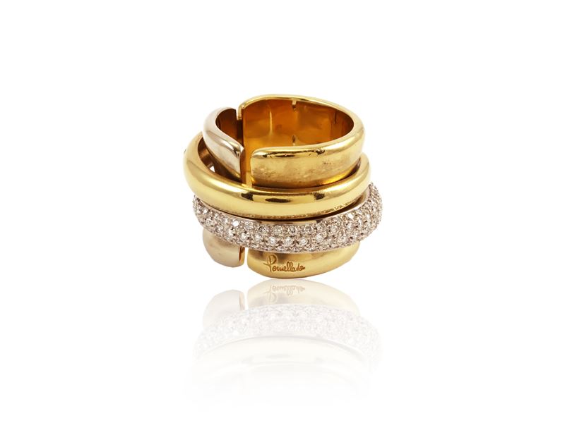 Anello Pomellato Gioco in Oro Bianco e Giallo con Diamanti