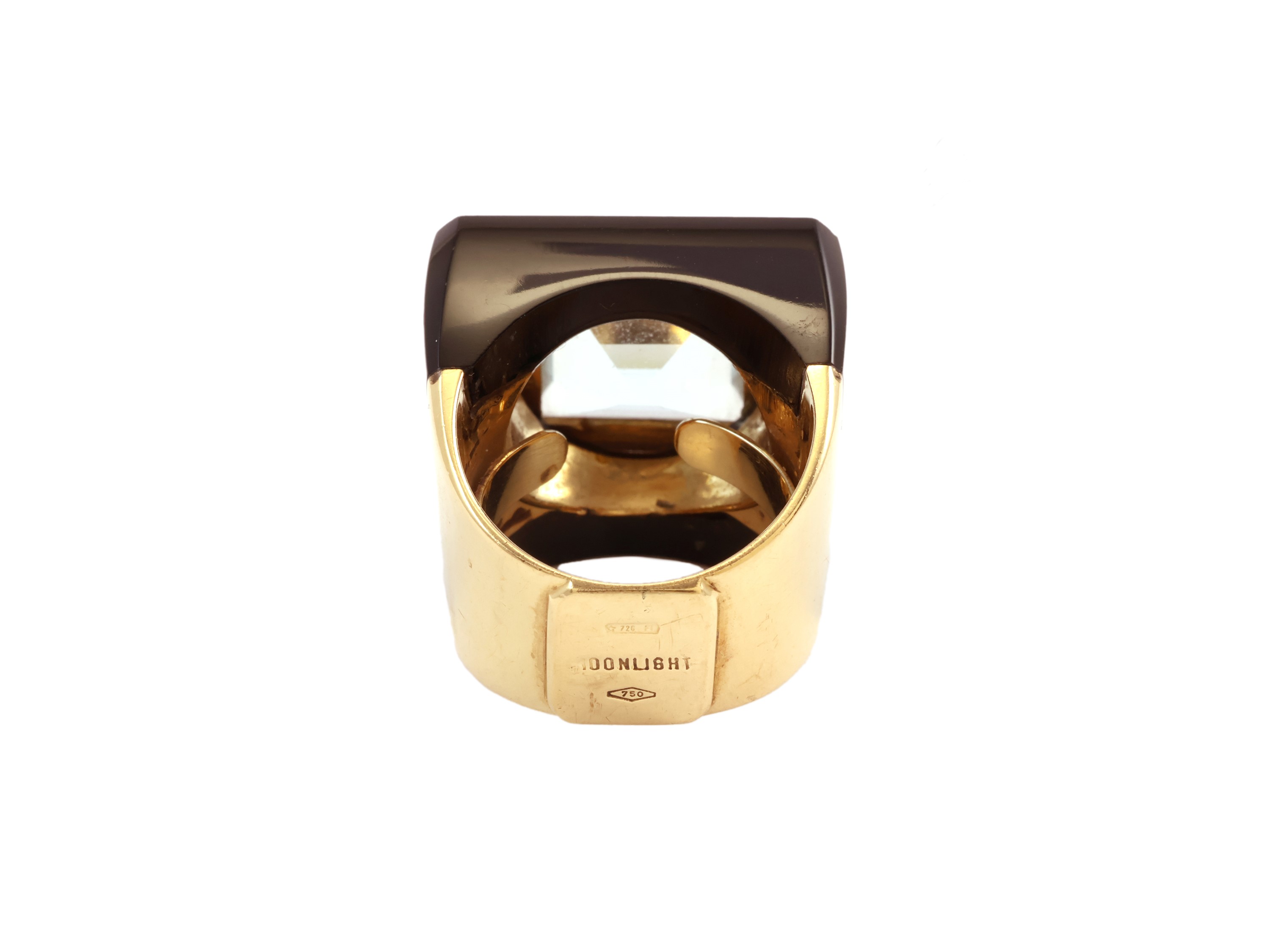 Anello da Cocktail Bombato in Oro Giallo con Acquamarina, Diamanti e Onice