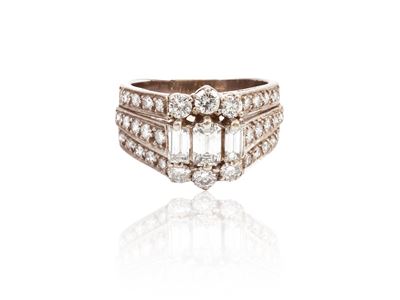 Anello da Mignolo in Oro Bianco con Diamanti