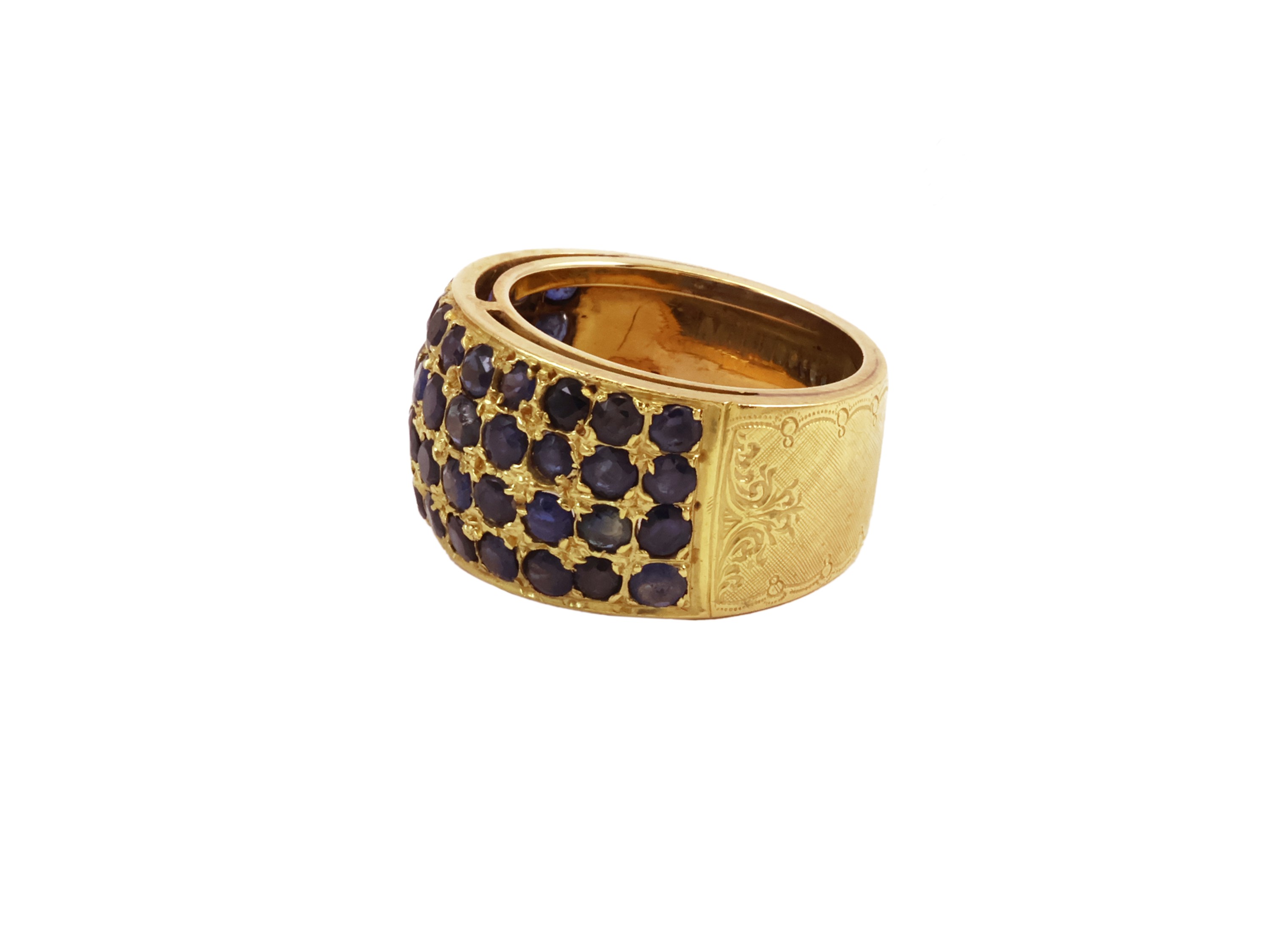 Anello a Fascia in Oro Giallo con Zaffiri