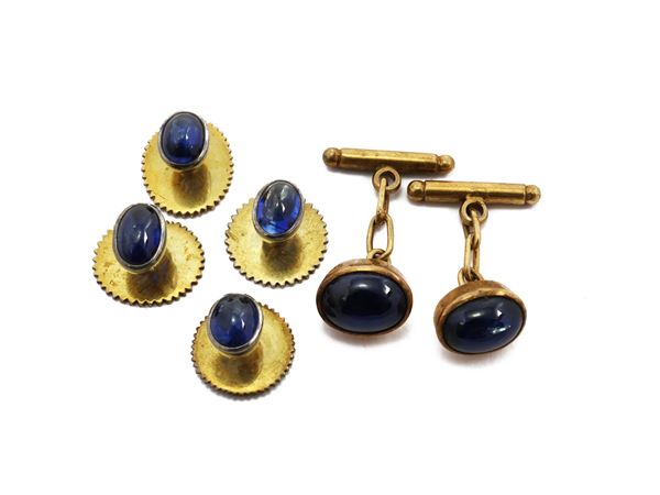 Dinner jacket set and clufflinks in silver with kyanite