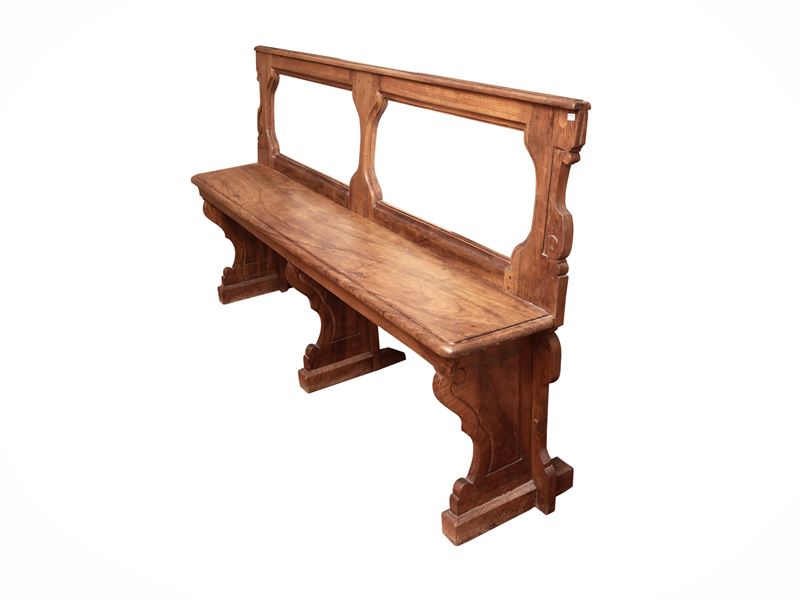 Grande panca da chiesa in noce