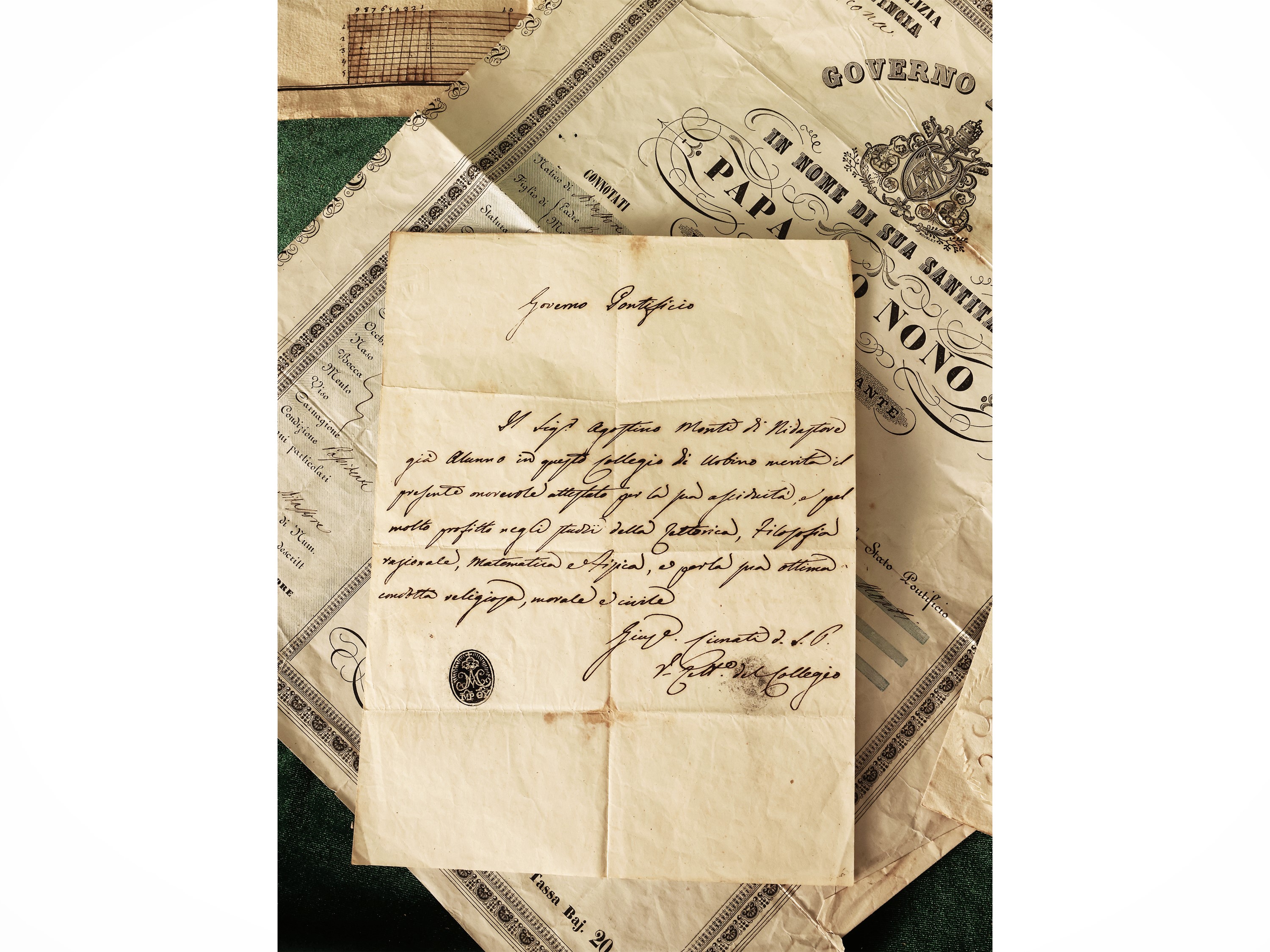 Quattro documenti pontifici ed un Cabreo manoscritto datato 1752