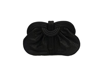 Pochette in Pelle di Struzzo Nero