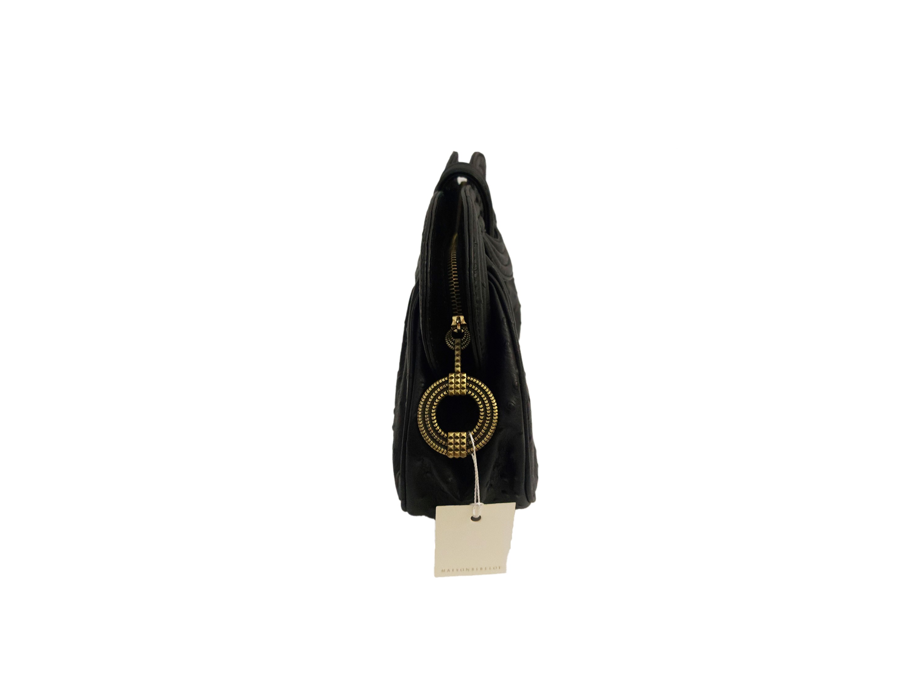 Pochette in Pelle di Struzzo Nero