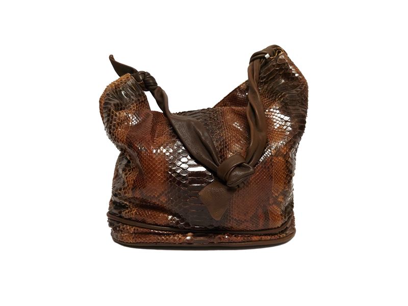 Secchiello in pitone lucido marrone