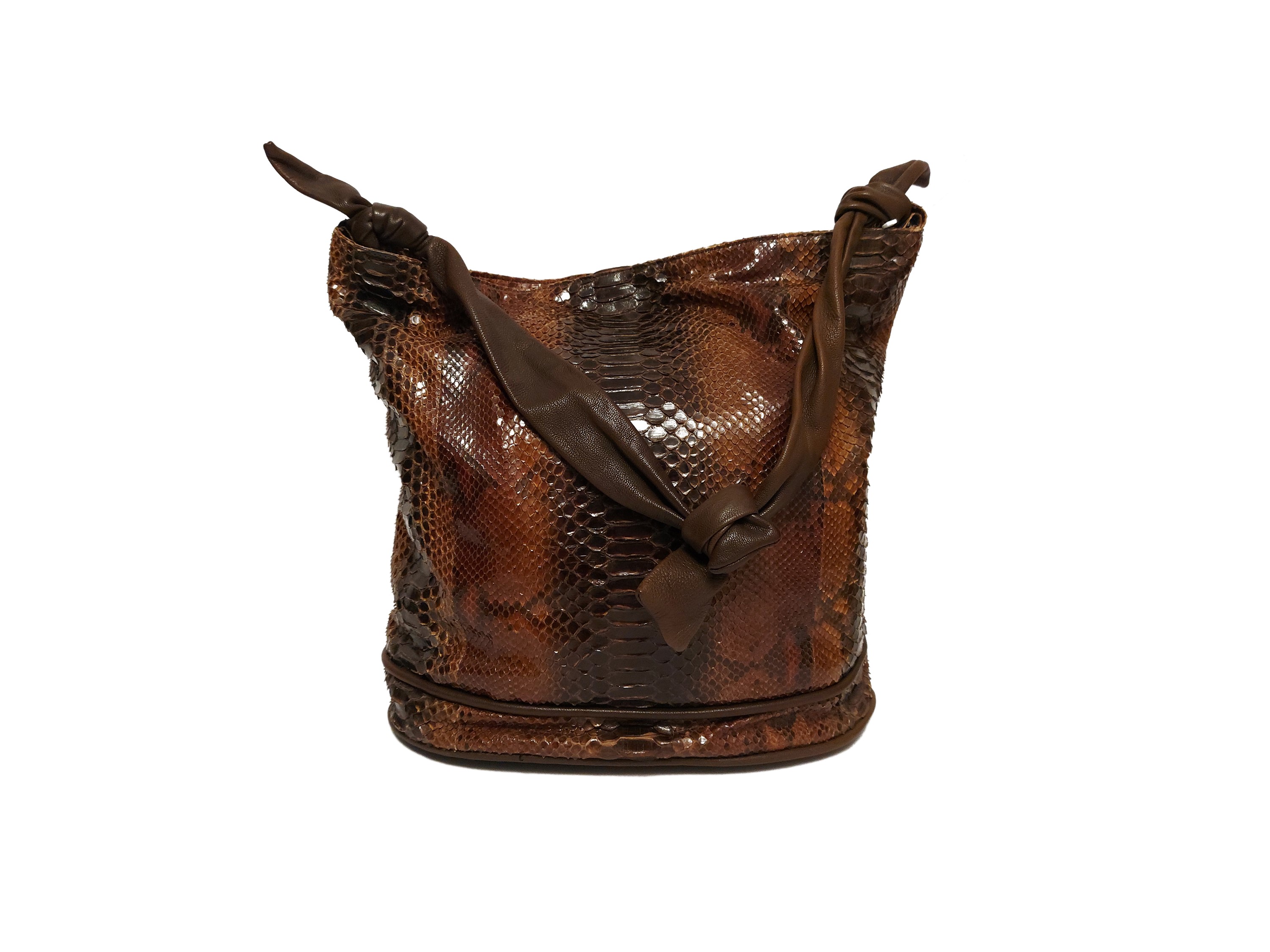 Secchiello in pitone lucido marrone