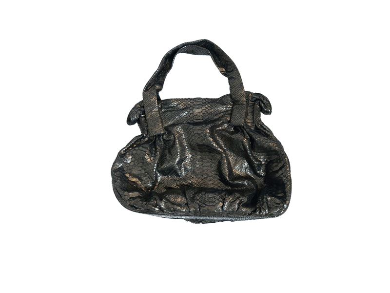 Borsa a spalla in pitone argentato, Zagliani