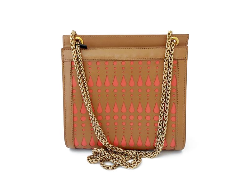 Roberta di Camerino - Borsetta a tracolla in pelle traforata beige e salmone