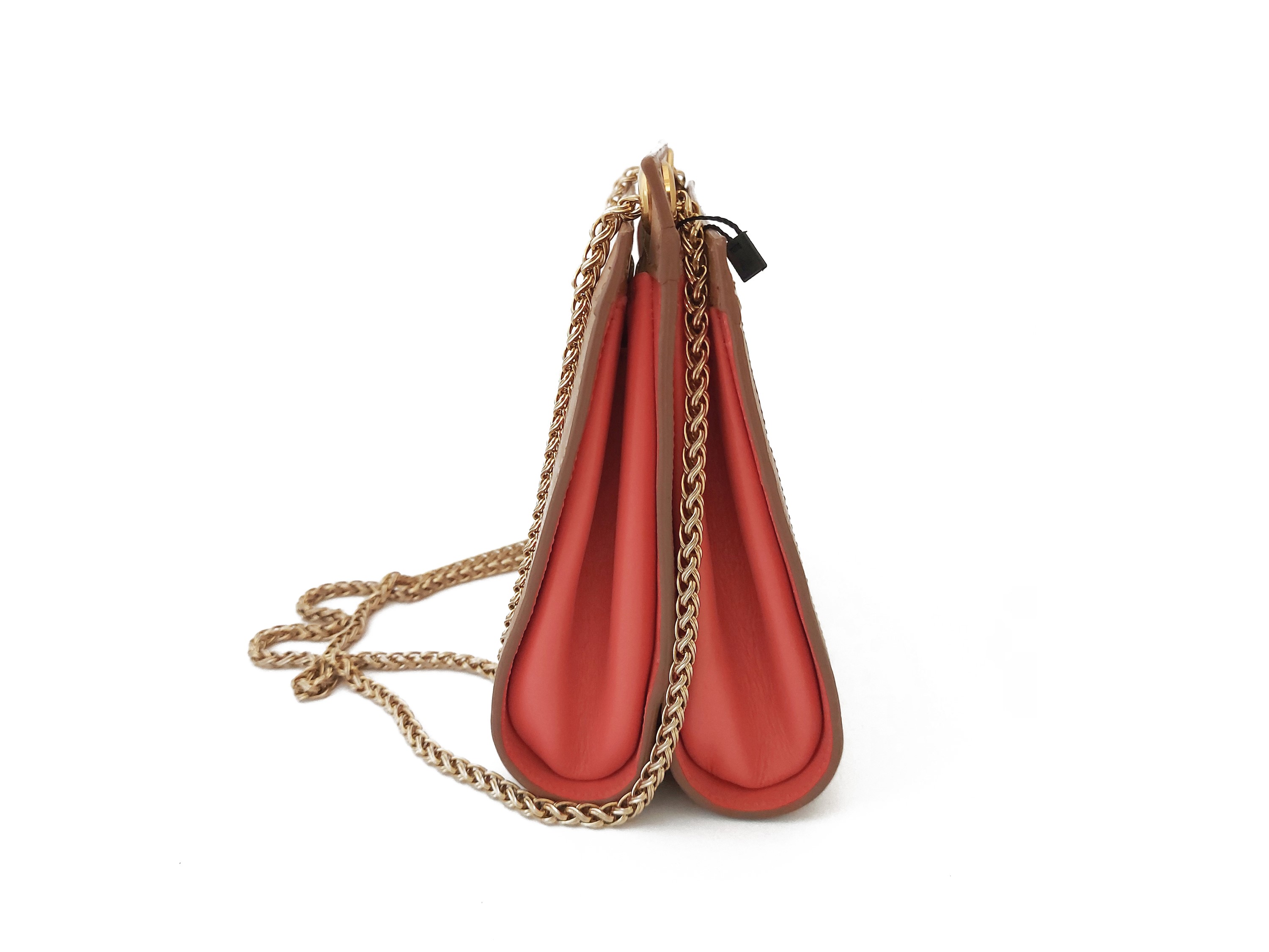 Roberta di Camerino - Borsetta a tracolla in pelle traforata beige e salmone