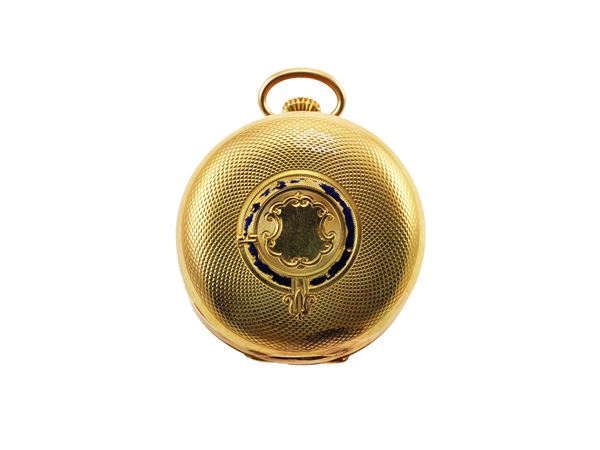 14kt rose gold T.Moser pocket watch with enamels